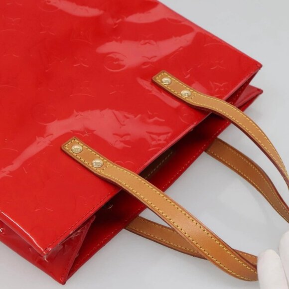 LOUIS VUITTON Monogram Vernis Reade MM Hand Bag Red Rouge - Picture 6 of 16